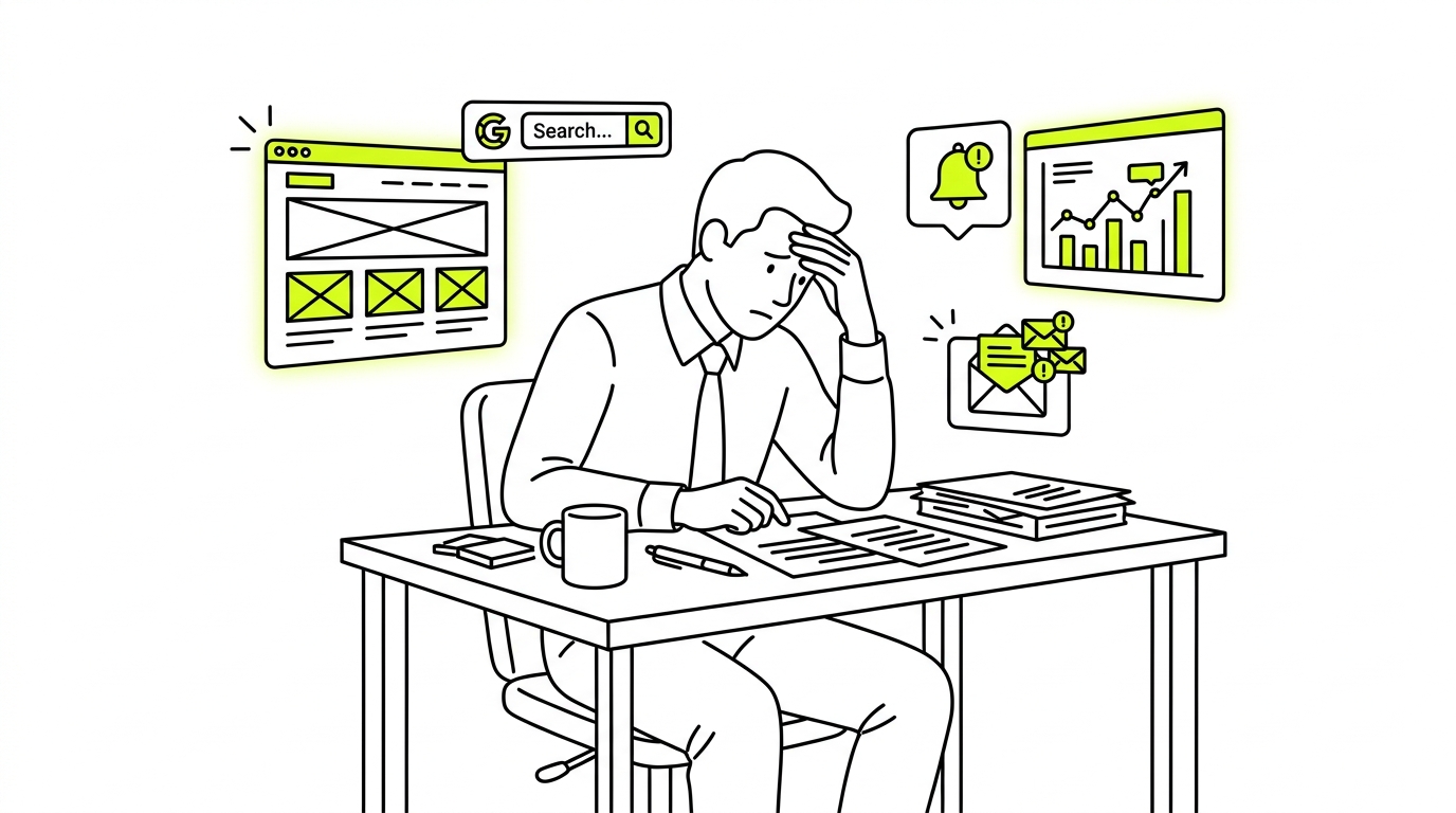 Healthcare professional overwhelmed by patient enquiries and digital tasks